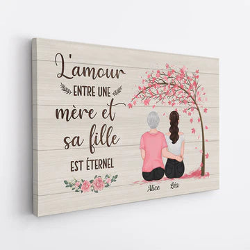 0961CFR2 Cadeau Personnalise Toile Amour Eternel Maman Mamie