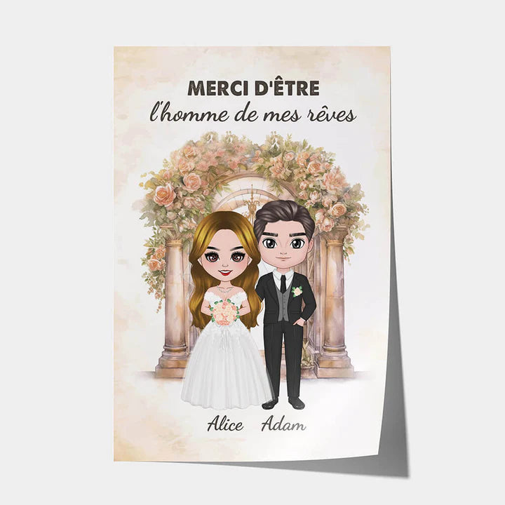 1089SFR1 Cadeau Personnalise Poster Homme Reves Mariage