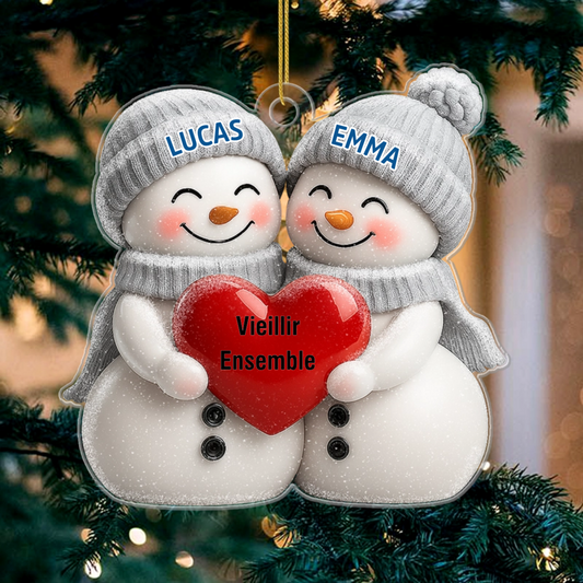 Ornements de Noël Petit bonhomme de neige 4 Prénoms Personnalisés avec Ornements de Noël Petit bonhomme de neige 4 Prénoms Personnalisés avec